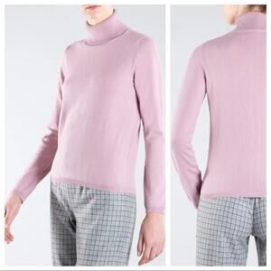 MALO 100% Cashmere Turtleneck Sweater Pink Made In Italy 46 Size US M Cozy Soft